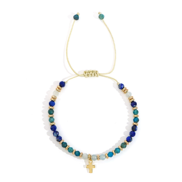 Women's Hand-woven Cross Natural Semi-precious Stone Bracelet