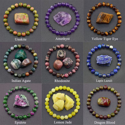 Rose Stone Agate Mixed Colorful Beads Bracelet