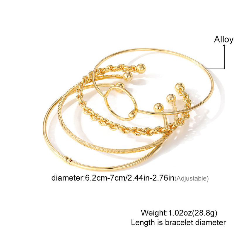 Fashion Hollowed-out Round Geometric Open Bracelet