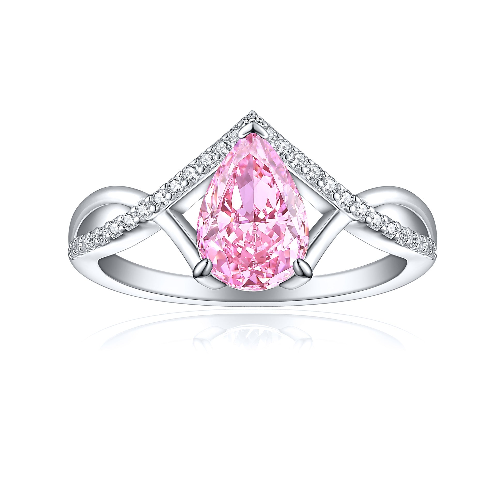 S925 Sterling Silver Inlaid High Carbon Rhinestone Ring Women