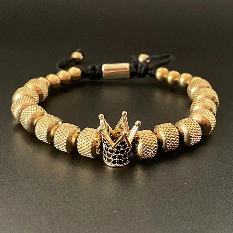 Large Size Stainless Steel Pineapple Beads Crown Bracelet