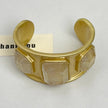 Heavy Industry Gold Large Square Crystal Wide Bracelet
