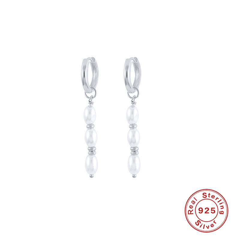 Sterling Silver Pearl Grace High-grade Thin Earrings