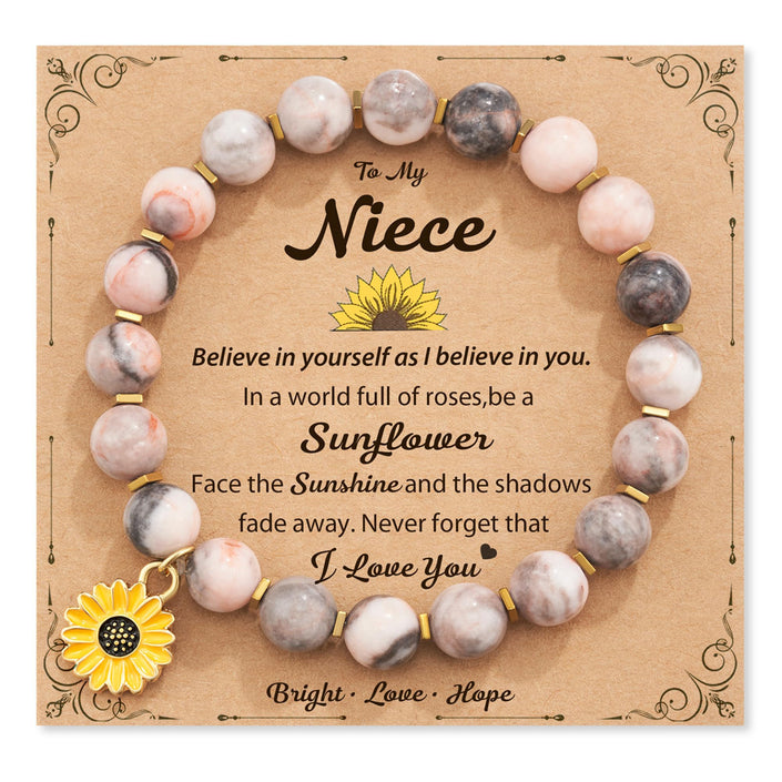 Zebra Sunflower Bracelet Natural Stone Bracelet