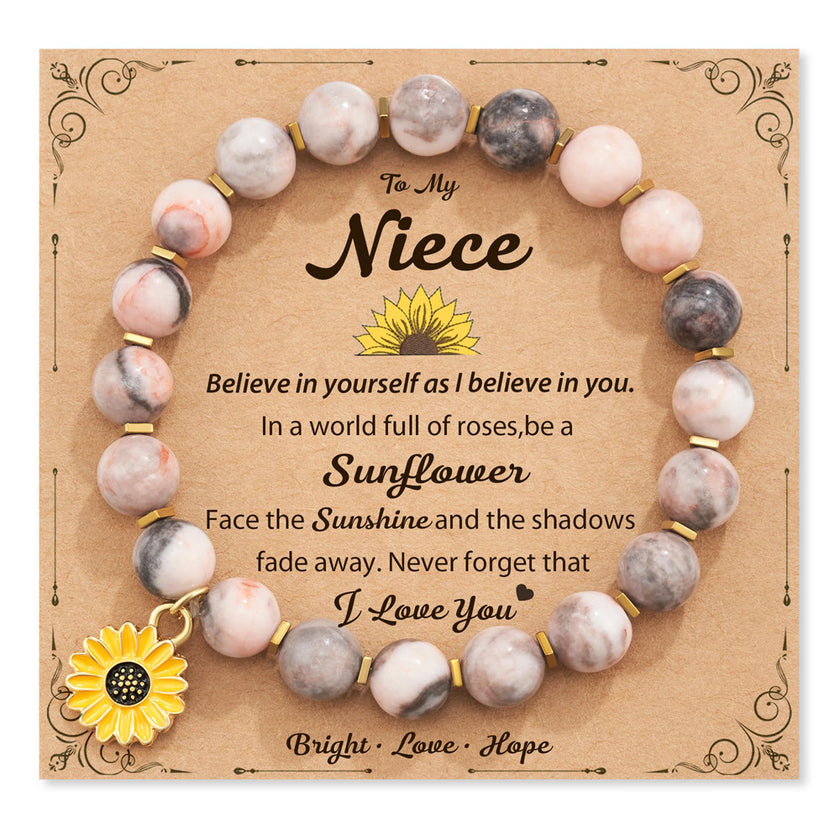 Zebra Sunflower Bracelet Natural Stone Bracelet