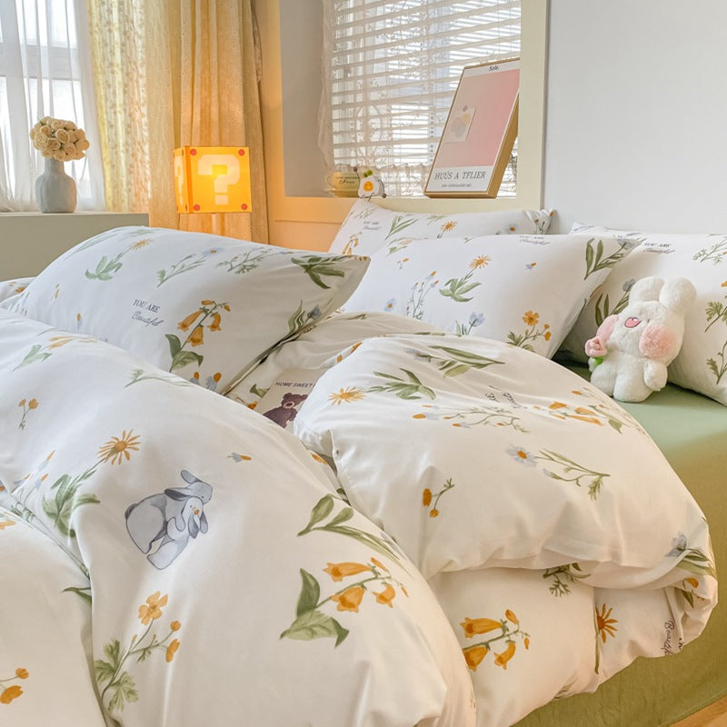 Washed Cotton Four-piece Bedding Set Student Dormitory