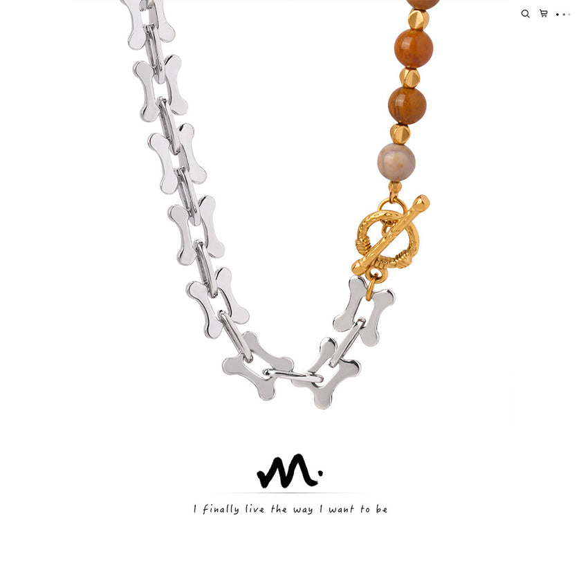 Cool Style Retro Titanium Steel Personalized Beaded Necklace