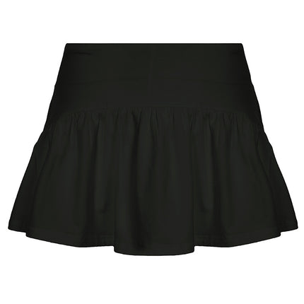 Solid Color And V-neck Hollow Out Strap Short Exercise Skirt Suit