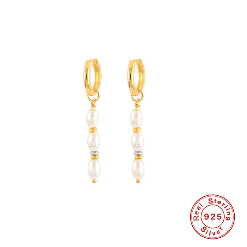 Sterling Silver Pearl Grace High-grade Thin Earrings