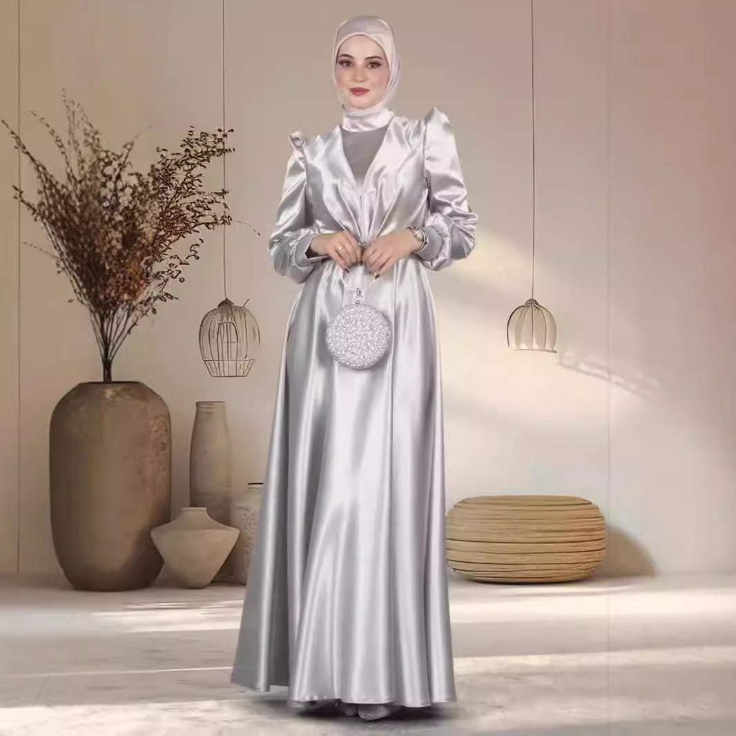 Graceful Satin Long Dress Women