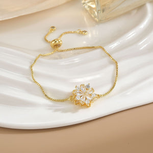 Simple Rotatable Flower Color-preserving Pure Copper Gold-plated Bracelet