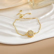 Simple Rotatable Flower Color-preserving Pure Copper Gold-plated Bracelet