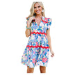 Versatile Contrast Color Printed High Waist Dress Women