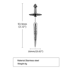 Stainless Steel Black Retro Hip Hop Sword Ear Studs