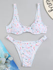 Bikini Floral Yellow Split Swimsuit