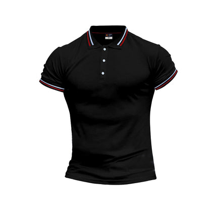 Slim Fit Flat Knit Sleeve Casual Short Sleeve Polo Shirt