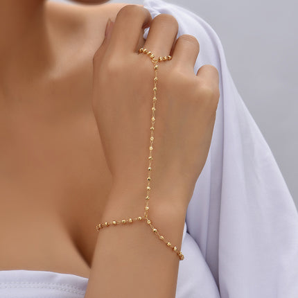 Small Beads Wafer Chain Ring Mitten-type Bracelet