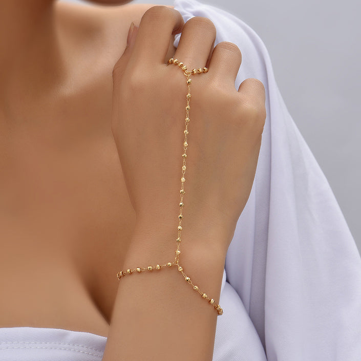 Small Beads Wafer Chain Ring Mitten-type Bracelet