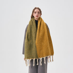 Hand-knotted Tassel Double-sided Solid Color Plush Scarf
