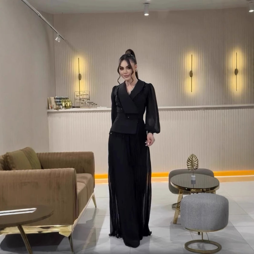 Mesh Tassel Pleated Suit Dress Suit Women