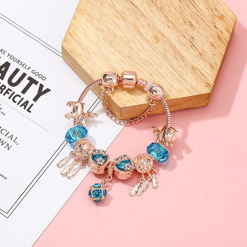 Rose Gold Tassel Mengnet Charm Women's Bracelet