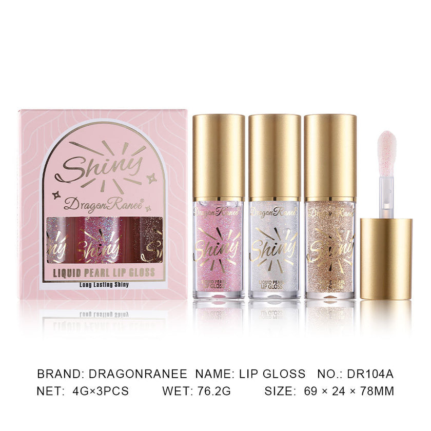 Big Brush Mirror Pearlescent Three Lip Gloss Suit
