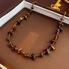 European And American Retro Natural Tigereye Beaded Necklace For Women