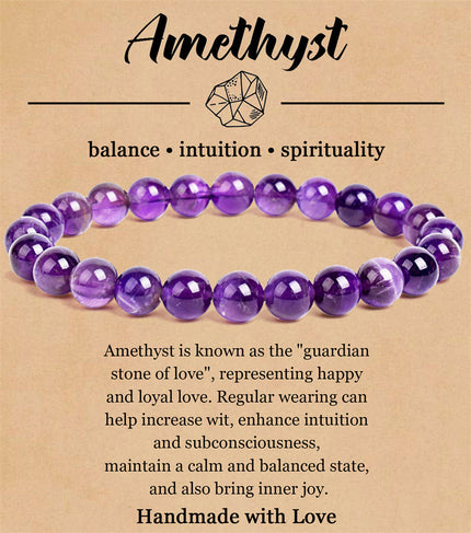 8mm Natural Stone Elastic Beaded Bracelet