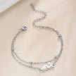 Cute Double Hole Lying Kitten Pendant Titanium Steel Bracelet
