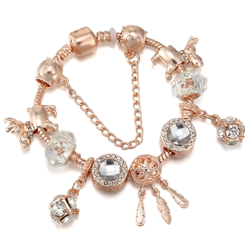Rose Gold Tassel Mengnet Charm Women's Bracelet