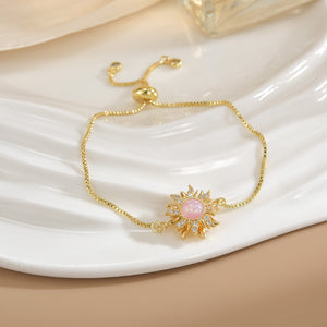 Simple Rotatable Flower Color-preserving Pure Copper Gold-plated Bracelet