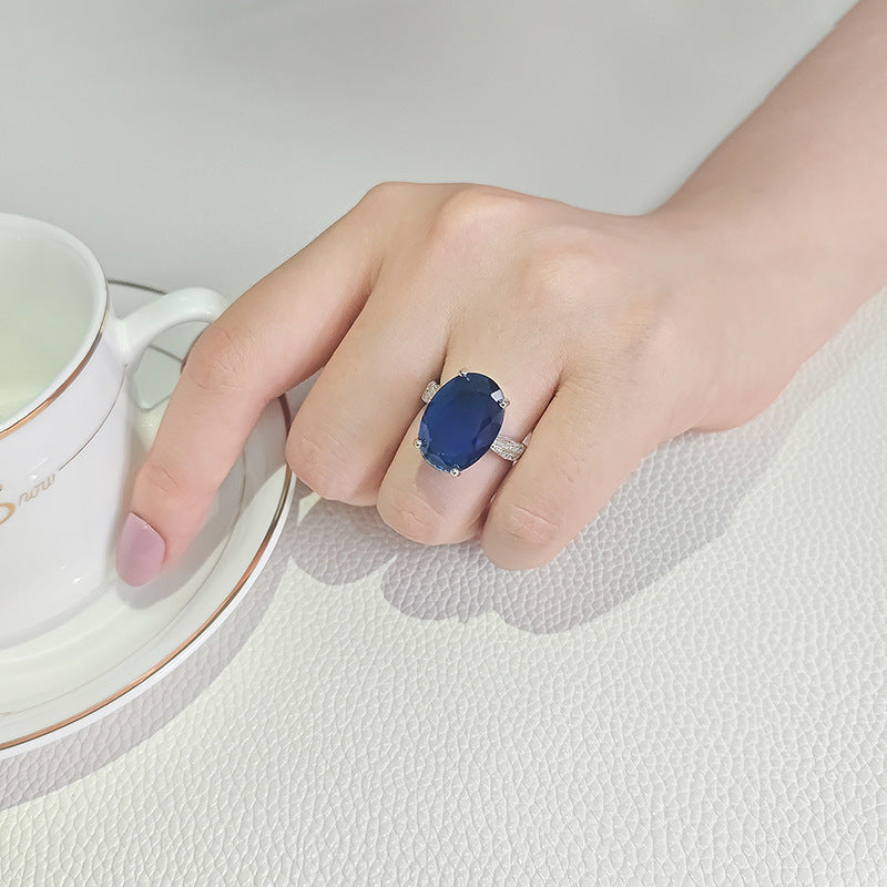 Women's Inlaid Sapphire Blue Topaz Ring