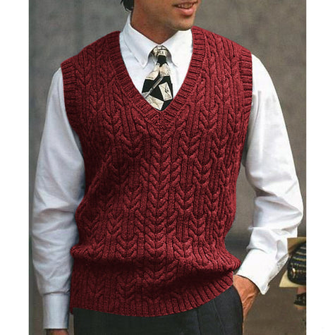 Knitted Vest V-neck Sweater Solid Color Casual