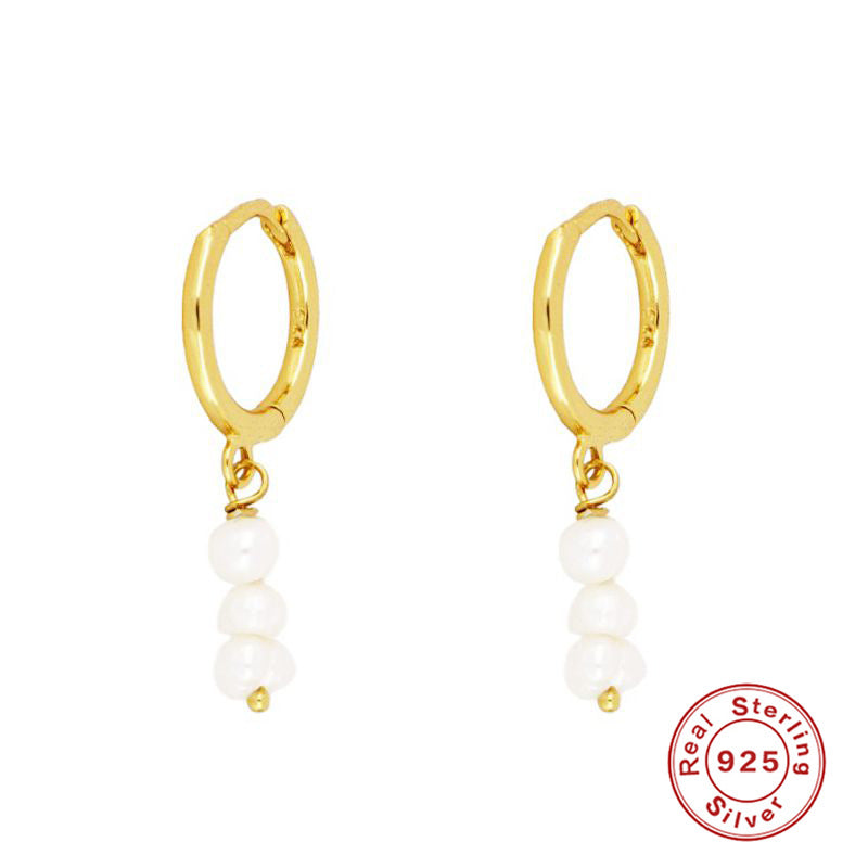 Sterling Silver Pearl Grace High-grade Thin Earrings