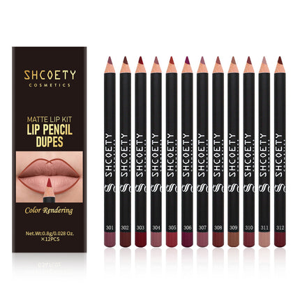 12 Color Matte Lipstick Lip Liner Suit