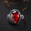 White-plated Gold Pomegranate Red Canary Stone Vintage Plum Blossom Unisex Ring