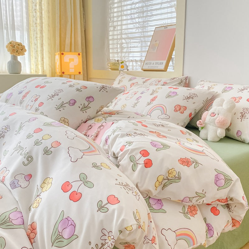 Washed Cotton Four-piece Bedding Set Student Dormitory