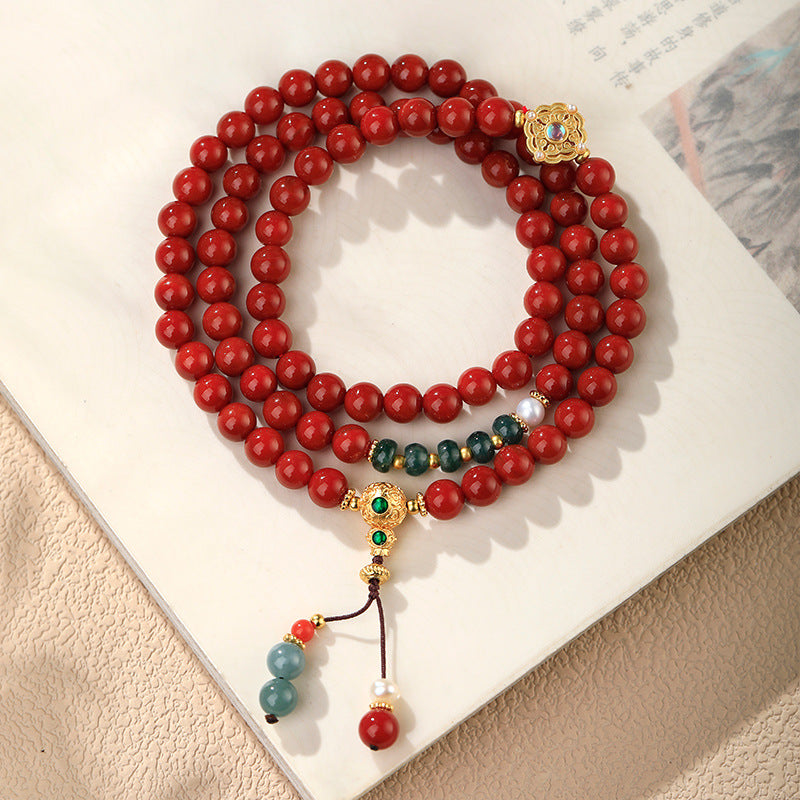 New Chinese Style Southern Red Agate Bracelet Three Ring Bracelet