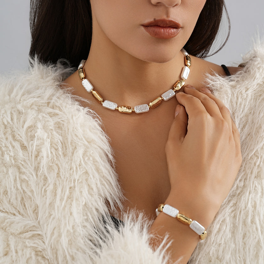 Creative Stitching Metal Necklace Bracelet For Women