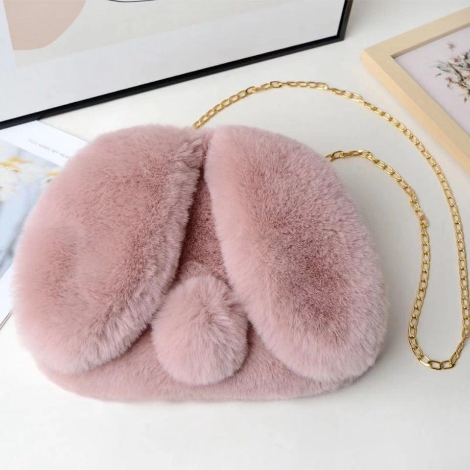 Women's Fashion Portable Rabbit-shaped Plush One-shoulder Satchel