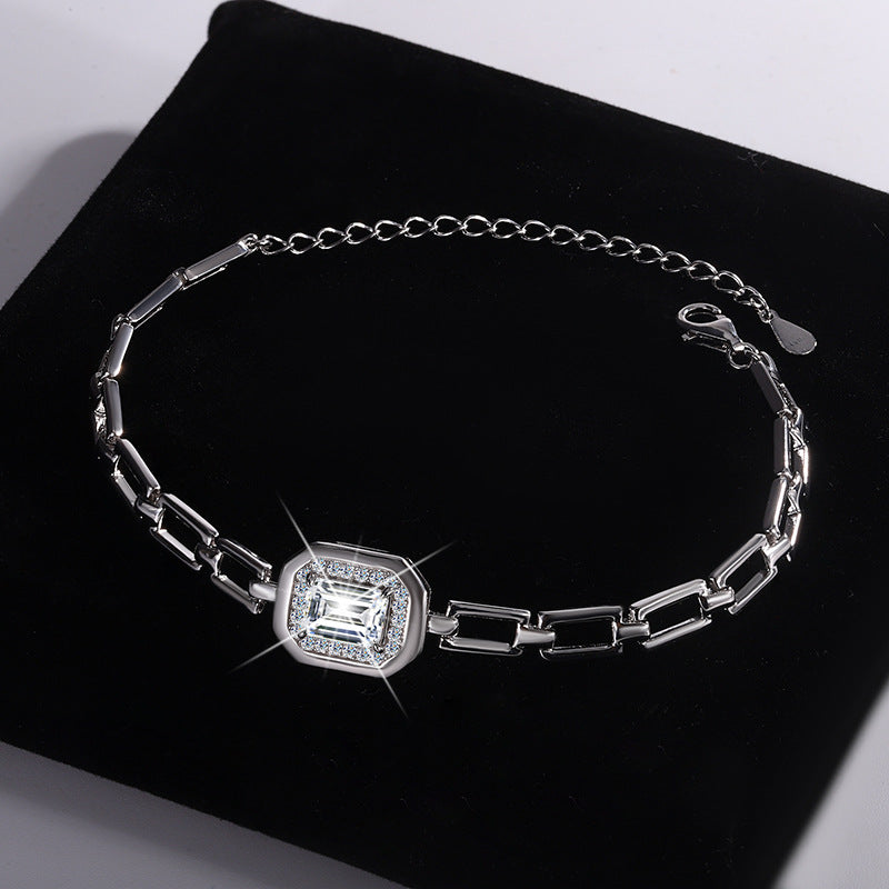 S925 Sterling Silver Moissanite Geometric Bracelet