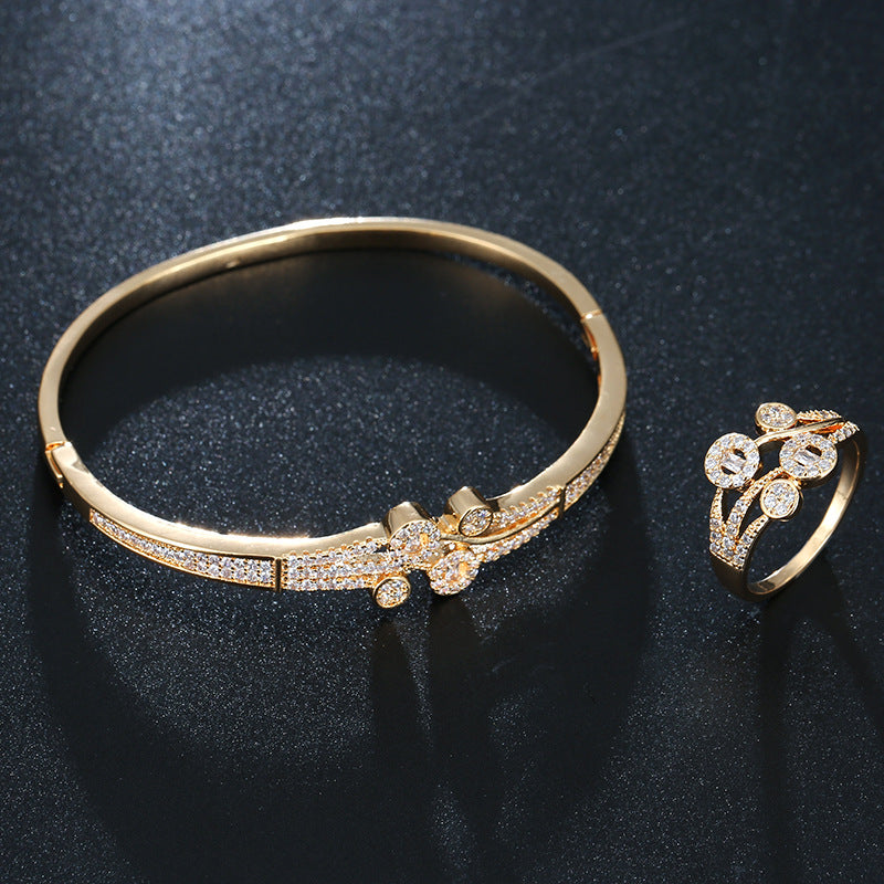 Zircon Open Buckle Copper Bracelet