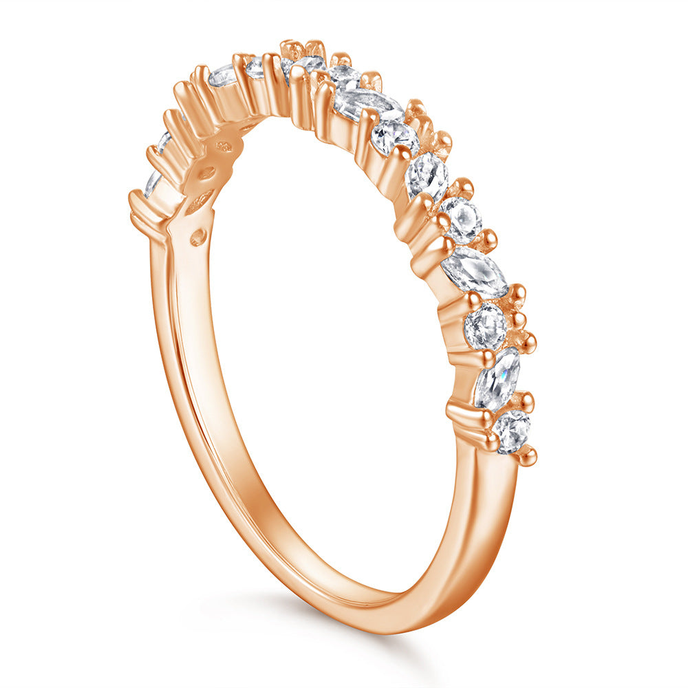Sterling Silver Flowers Rose Gold Fashion Elegant Ring For Women