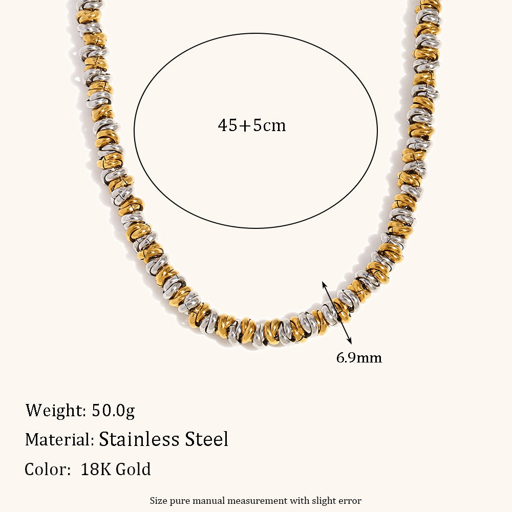 Women's Simple Niche Design Necklace Two-tone Ring Bracelet