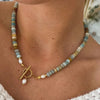 Natural Stone Colored Glaze Dopamine Beaded Necklace