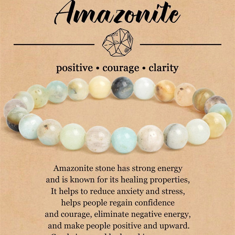 8mm Natural Stone Elastic Beaded Bracelet