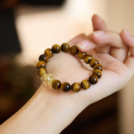 National Style Women's Natural Bodhi Tigereye Blue Crystal High-grade Bracelet
