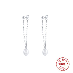 Sterling Silver Pearl Grace High-grade Thin Earrings