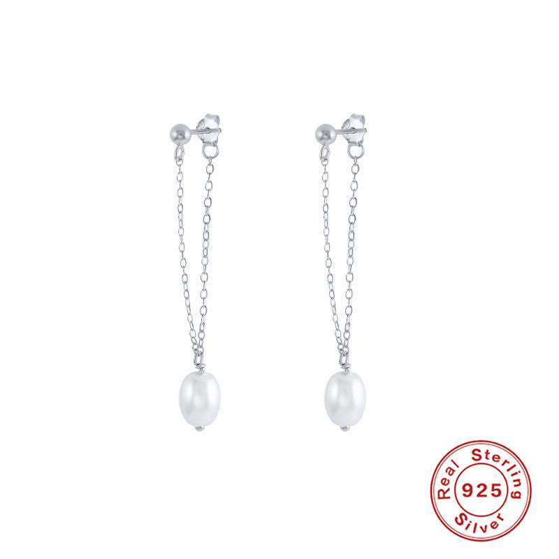 Sterling Silver Pearl Grace High-grade Thin Earrings