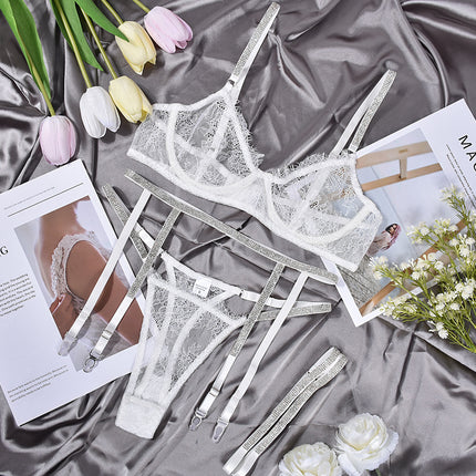 See-through Four-piece Underwear With Steel Ring